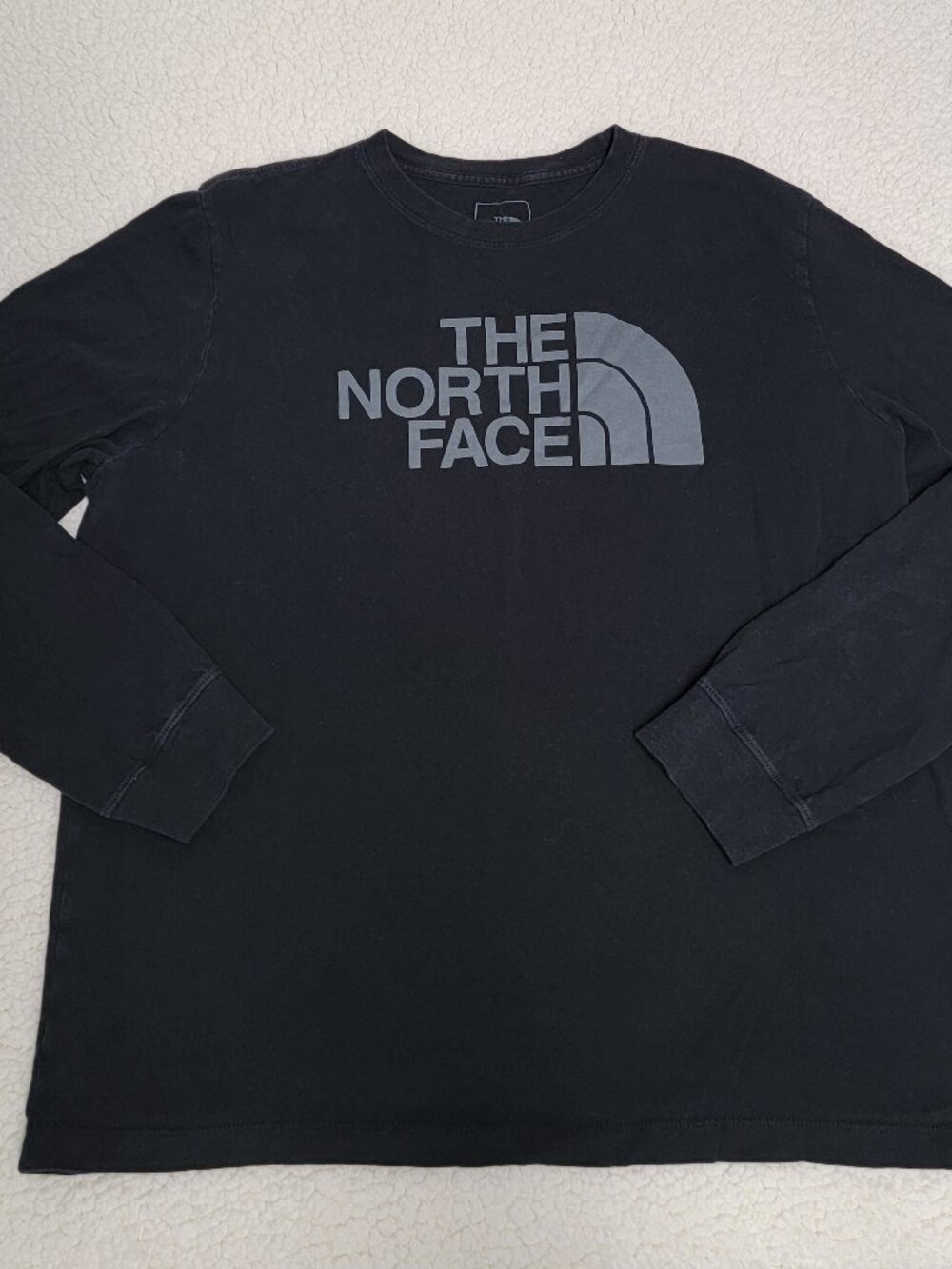 The North Face Womens XL Long Sleeve Graphic T-Shirt Black Grey Half Dome Logo